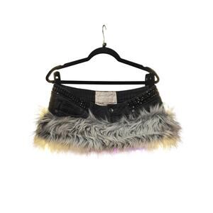 Upcycled Studded Denim Micro Mini Y2K Belt Skirt S
